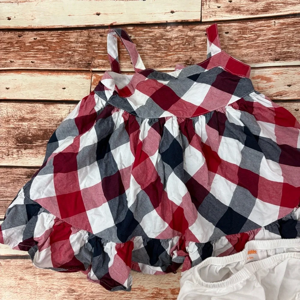 Gymboree Red and Blue Plaid Baby Dress Outfit